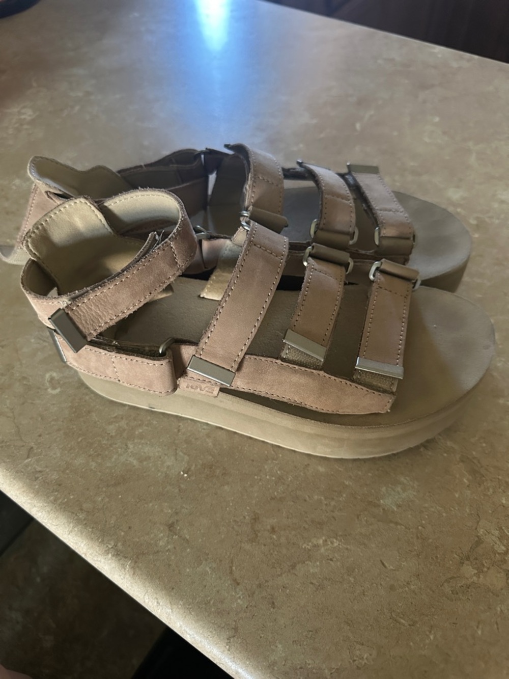 Teva Mevia Tan Platform Strappy Sandals - Picture 6 of 7